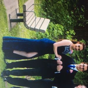 Navy blue Sequin prom dress